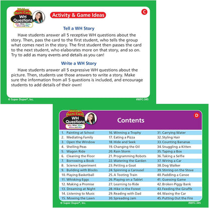 Super Duper Publications | Webber® Photo Cards – WH Questions | Flashcards - Receptive and Expressive Language Skills | Educational Learning Resource for Children
