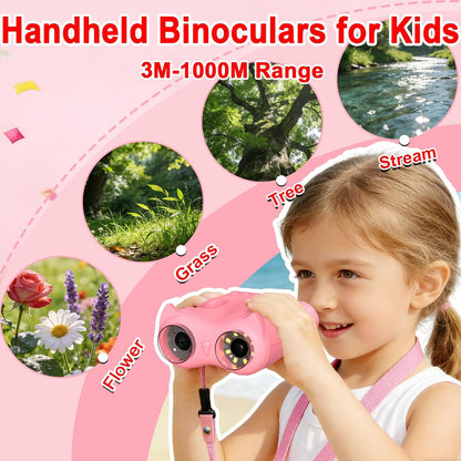 1000X Handheld Digital Microscope for Kids & Binoculars, 2 in 1 Pocket Microscope with 2.0" IPS Screen, USB Rechargeable STEM Educational Toy, Science Kit Birthday Gift for Boys Girls Ages 4-12