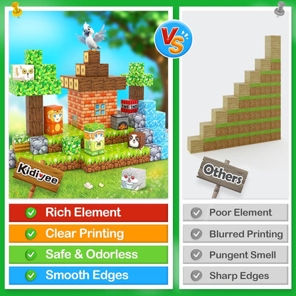 Magnetic Blocks, Build Mine Magnet World Forest Farm Edition, Magnetic Building Blocks for Kids Ages 4-6 6-8 8-12, Sensory STEM Toys for Boys & Girls