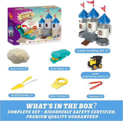 SIGHTEEDA Moldable Play Sand Kit for Kids 3-8 Years | 1.7 lbs Sensory Sand with 6 Tools & Molds | Mess-Free Indoor Sandbox Toys, STEM Learning Activities, Easy Clean Up