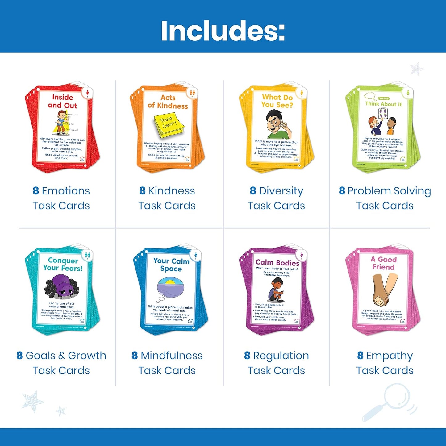 hand2mind Social Emotional Task Cards for Ages 3+, Social Emotional Learning, Play Therapy Toys for Counselors, Social Skills Activities for Kids, Conversation Starters, Emotional Regulation for Kids