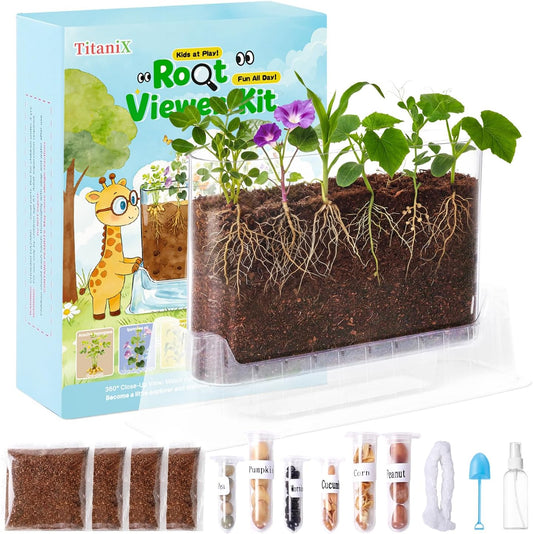 TitaniX Root Viewer Kit for Kids with 6 Seed Varieties, STEM Science Toy & Craft Growing Kits for Boys & Girls, Grow Your Own Plant for Ages 4-8 Birthday Gifts for Boy,4, 5, 6, 7, 8, Year Old