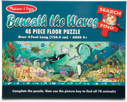 Melissa & Doug Search and Find Beneath The Waves Floor Puzzle (48 pcs, Over 4 feet Long) - FSC Certified