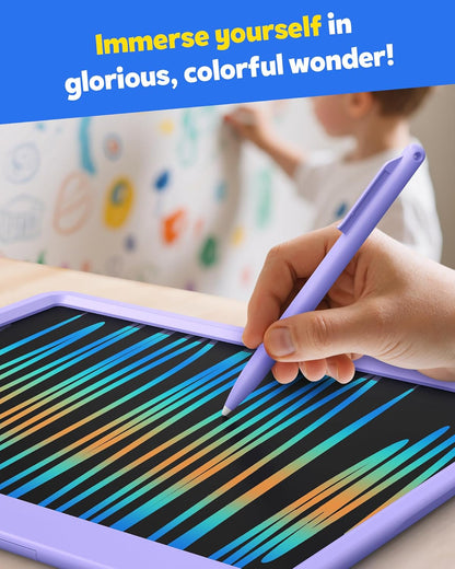 TEKFUN LCD Writing Tablet for Kids, 10-inch Coloring Drawing Pad, Mess Free Doodle Board, Airplane Travel Toys for Boys and Toddlers, Road Trip Essentials, Gifts for 3 4 5 6 7 8 Year Old Girls(Blue)