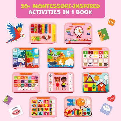 Clever Fox Play Busy Book for Toddlers 1-3 Year-Old – Baby Busy Board Book – Montessori Felt Activity Board for Learning Fine Motor Skills, Car Airplane Travel Toy – Birthday Gift for Kids Ages 1+