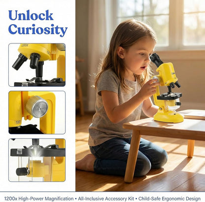 Little World Microscope for Kids, 100x 400x and 1200x Science Kits for Kids Age 5-7 Age 8-12, Microscope Beginner Kit with LED, Learning Resources Toys, Science Experiment STEM Kits for Boys Girls