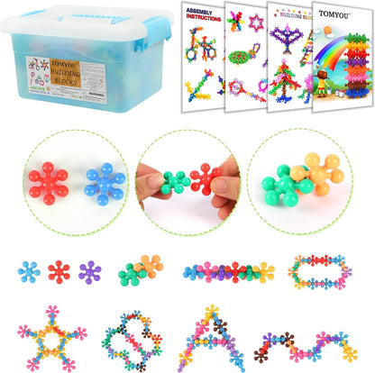 TOMYOU 200 Pieces Building Blocks Kids STEM Toys Educational Discs Sets Interlocking Solid Plastic for Preschool Boys and Girls Aged 3+, Safe Material Creativity
