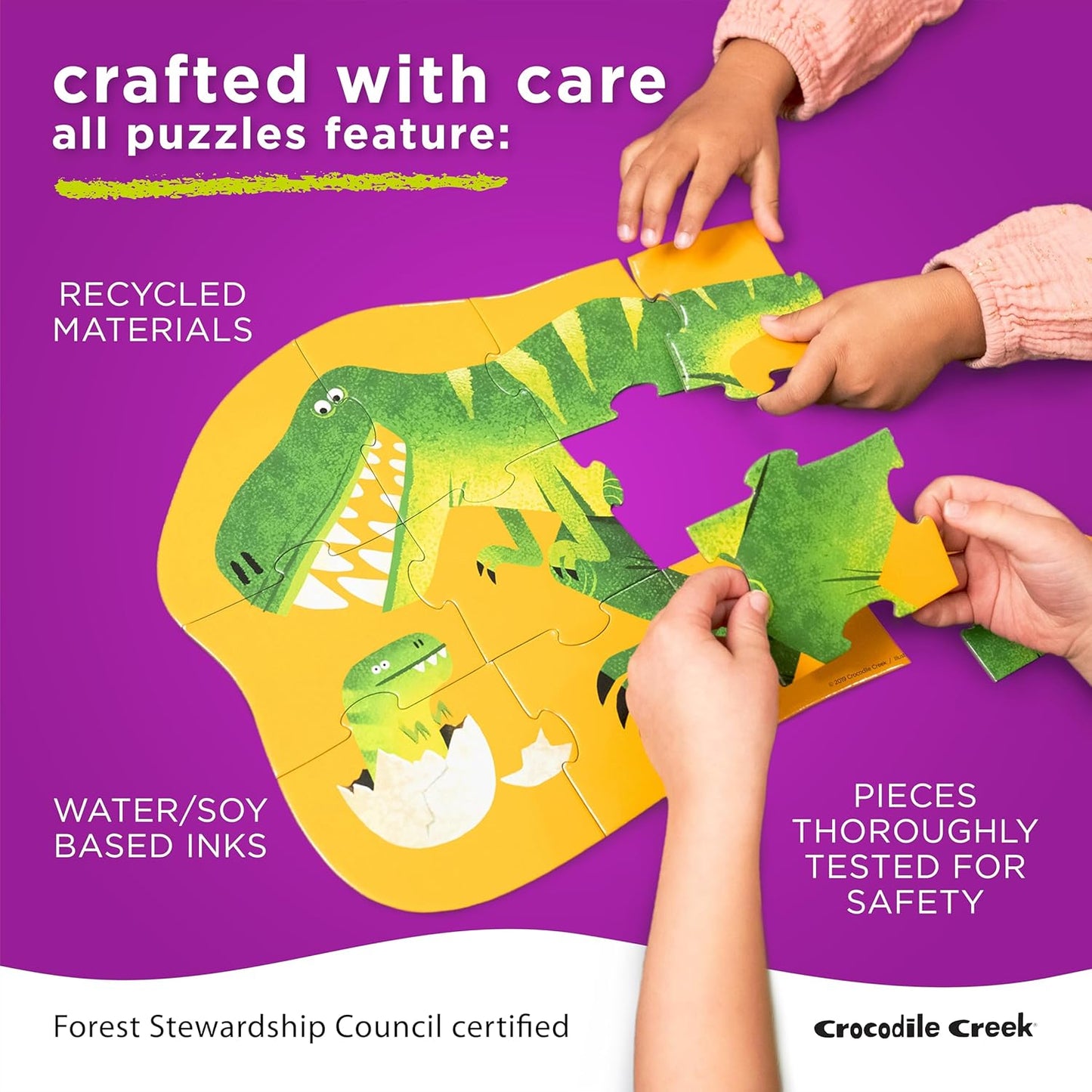 Crocodile Creek 12-Piece Mini Jigsaw Puzzle - Fun Floor Puzzles for Kids Ages 2-4 and Up - Heavy-Duty Shaped Box for Storage - Fire Truck - 12" x 9" Finished