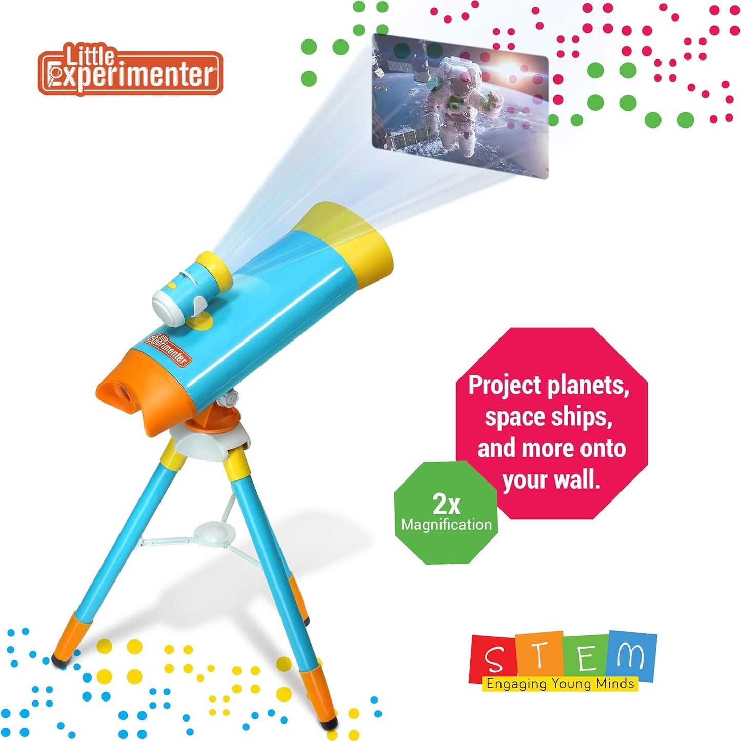 Little Experimenter Projector Telescope for Kids, Children's Telescopes & 24 Space Images, STEM Activity Science Toys, Gifts for Kids, Learning Gifts for Boys & Girls Ages 3 4 5 6-12 Year Old