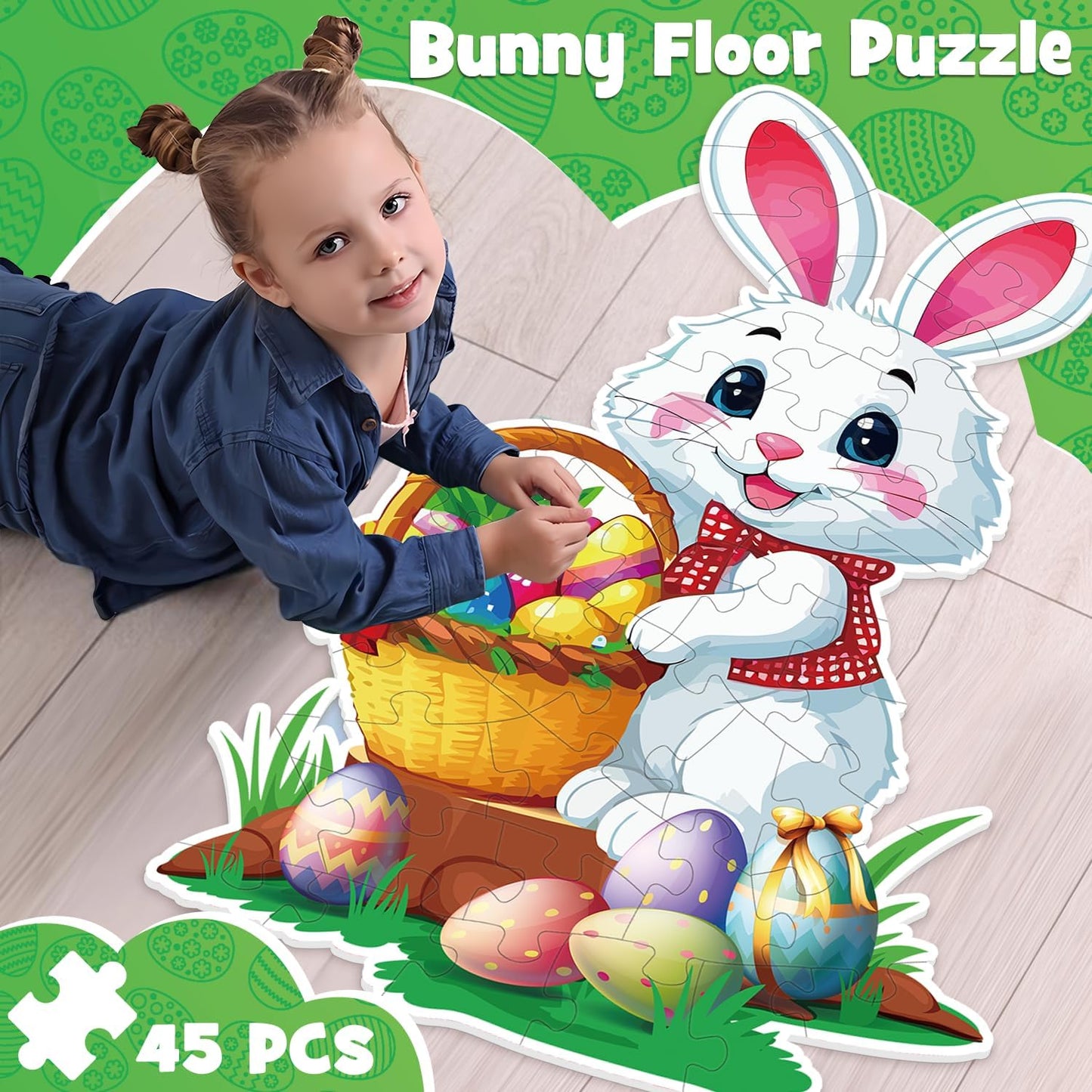 Snowman Floor Puzzle for Kids Age 4-8, 45PCS Jumbo Christmas Jigsaw Puzzle, Large 25.6" x 36.2" Winter Puzzle with Poster, for Kid Boy Girls