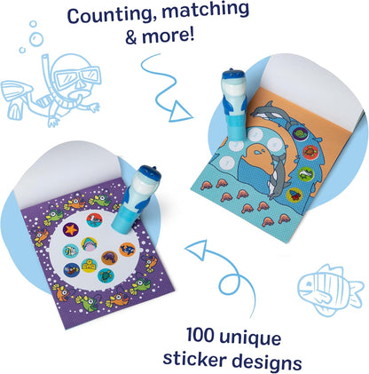 Melissa & Doug Sticker Wow!™ 24-Page Activity Pad and Sticker Stamper, 300 Stickers, Arts and Crafts Fidget Toy Collectible Character – Sea Turtle - for Kids Ages 3+ - FSC Certified