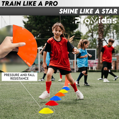 Disc Soccer Cones for Training Kids - 200,100,50 Small Plastic Cones for Sports Training - Flexible Conos for Soccer Practice Equipment, Basketball & Football Drills Equipment