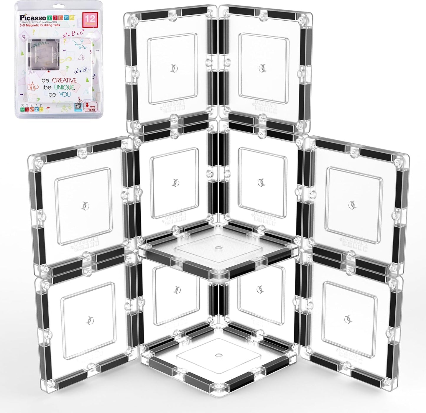 PicassoTiles Window and Door Clip On Magnetic Blocks Magnet Tiles Magnets Building Tile Construction Toy Set STEM Education Toys Learning Kit Stacking Block Playset Boys & Girls Age 3+ PT30