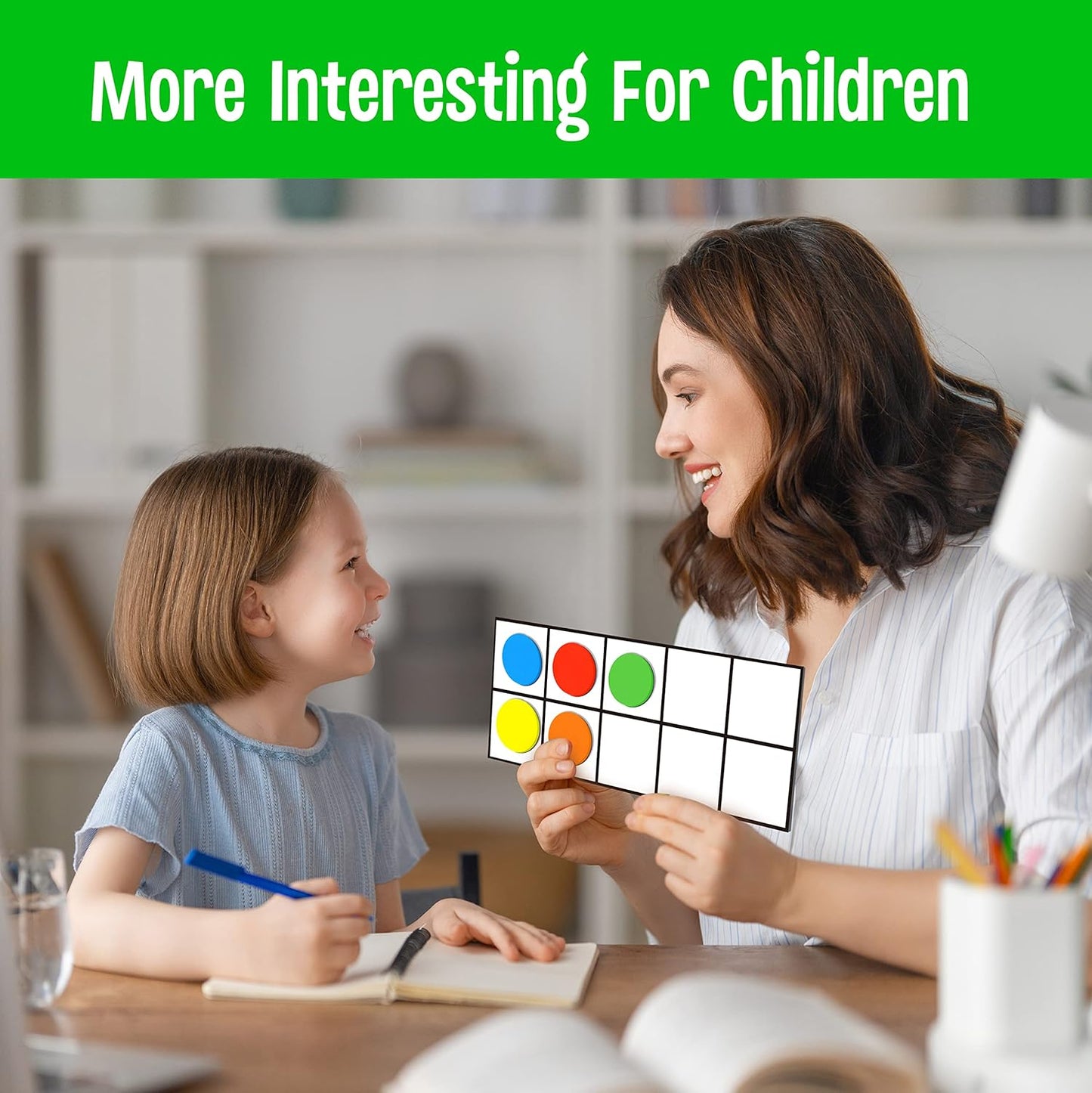 Magnetic Ten-Frame Set, 6 Frames & 66 Colorful Star-Shaped Counters Ten Frame Math Games Manipulative Counting Toys for Kindergarten Preschool, 6 Colors & 2 Markers (Fridge & Hand-held)