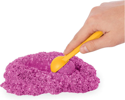 Kinetic Sand | Shimmer Sand Castle | Kinetic Sand 454g | Magic Sand | Pink Glitter Coloured Sand | 3 Accessories and Tray Included | Toys for Boys and Girls 3 Years