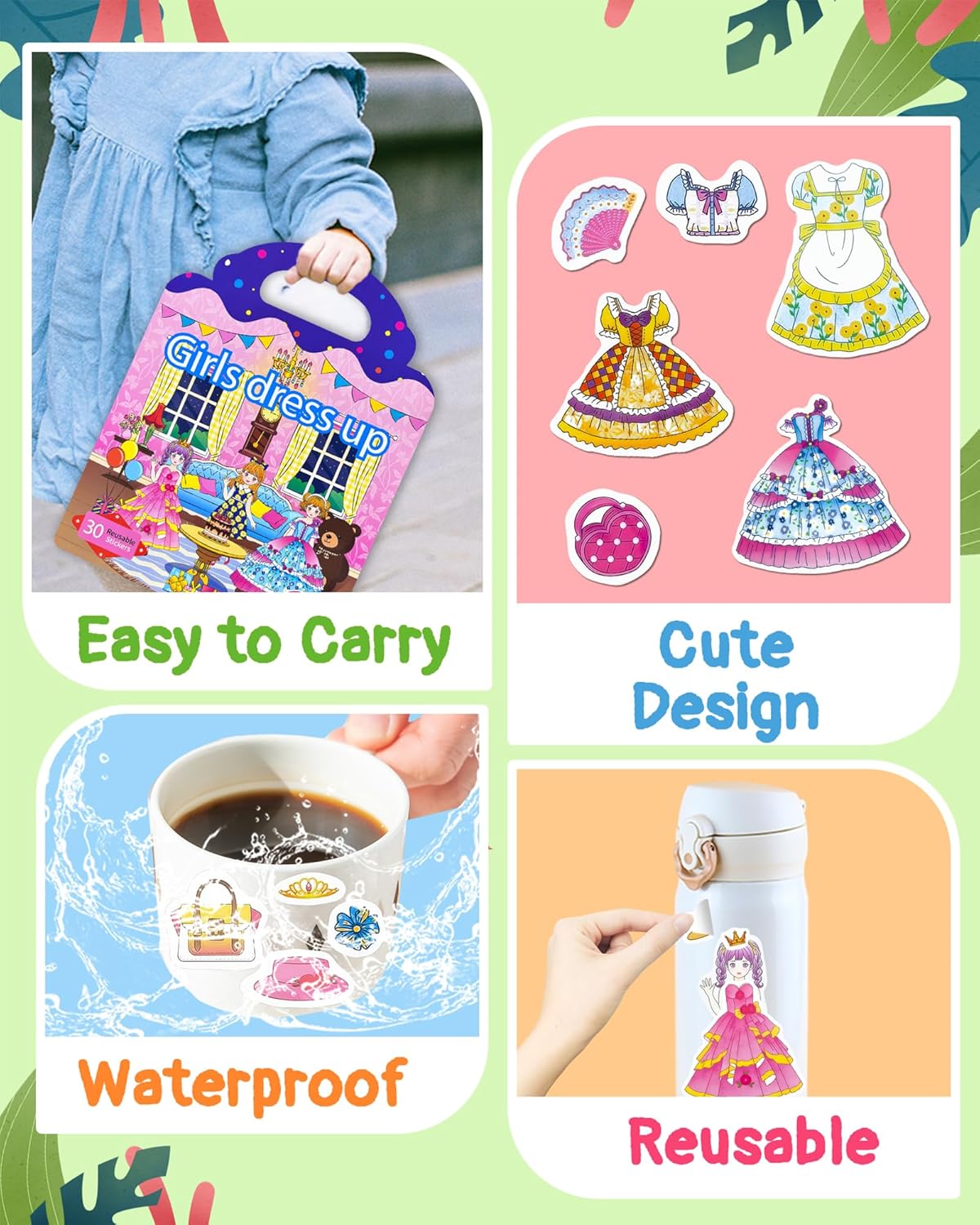 Benresive Reusable Sticker Books for Toddlers, Fun Travel Stickers for Kids, Toddler Sticker Book, Crafts Activities for Toddlers, 3 and Up Birthady Gifts - Vehicle