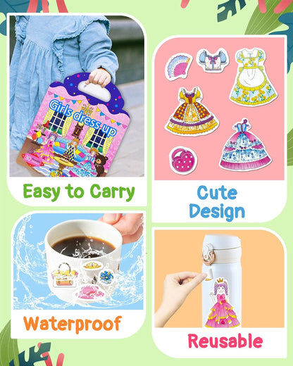 Benresive Reusable Sticker Books for Toddlers, Fun Travel Stickers for Kids, Toddler Sticker Book, Crafts Activities for Toddlers, 3 and Up Birthady Gifts - Vehicle