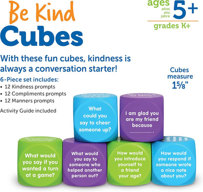 Learning Resources Conversation Cubes -Ages 6+, Foam Cubes for Social Emotional Learning, School Counselor Supplies, Speech Therapy Toys, Ice Breaker Cubes,Teacher Must Haves, 6 Pieces