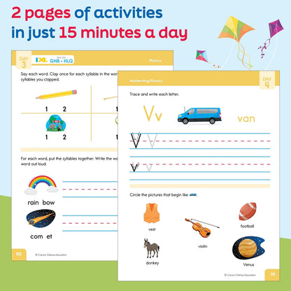 Summer Bridge Activities Preschool to Kindergarten Workbook, Activity Book Ages 4-6 With Math, Phonics, Handwriting Practice, Fitness, Flash Cards, Stickers, and More