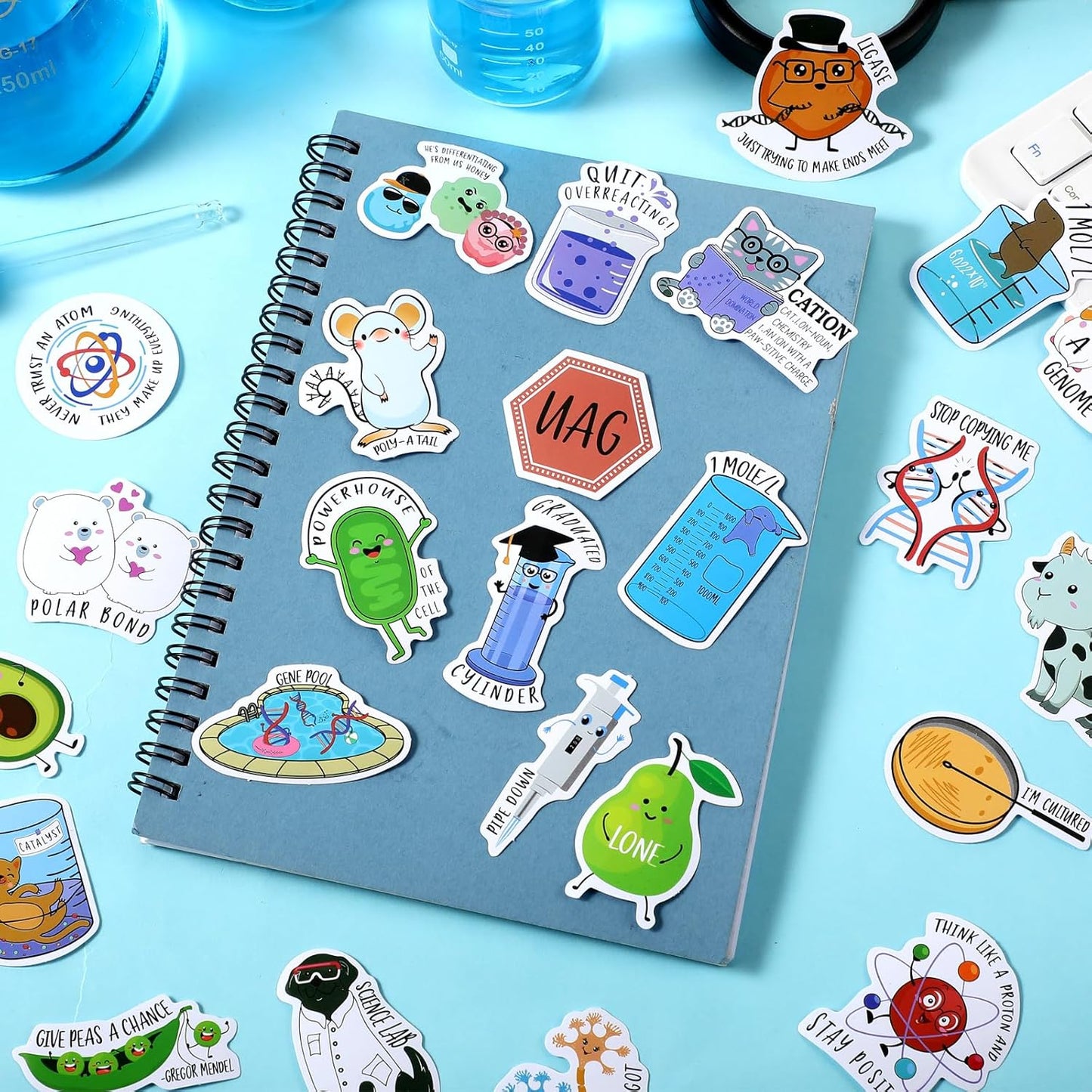 500 Pcs Punny Chemistry Stickers Natural Sciences Stickers Funny Biology Experiment Decals for Water Bottle Laptop Phone Notebook Luggage Decor, 25 Styles