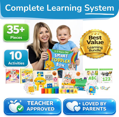 Preschool Montessori Learning Kit With Busy Book For Toddlers 1-3- Baby Flash Cards - Quiet Activity Books - Puzzles Ages 2-4 - Flashcards 3-5 Years - 1 Year Old Boy Gifts -1st Birthday Toys For Girls