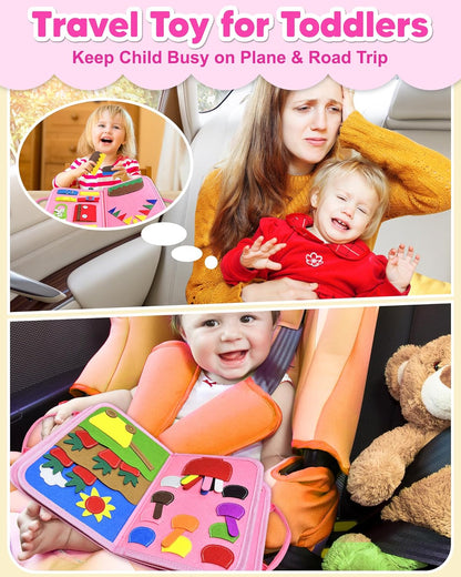 Exorany Busy Board Montessori Toys for Toddler Boys & Girls Birthday Gifts, Sensory Toys for Toddlers, Educational Travel Preschool Toddler Activities Learning Fine Motor Skills