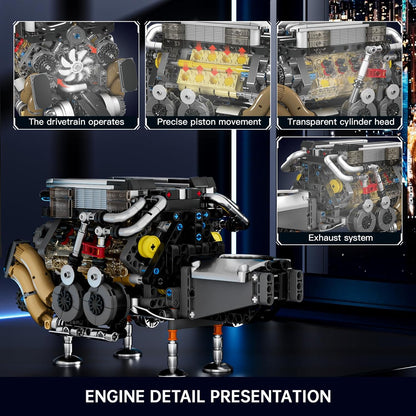 Mould King Mini V8 Engine Kits That Runs, Build Your Own Visible Car Motor, Physical Science Experiment Models for Teens, Best STEM Toy Gifts for 14+ and Adult 10171 (487 Pcs)