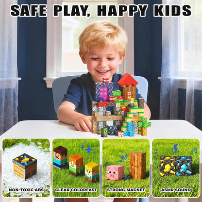 Magnetic Blocks Toys for Kids, 100 PCS Building Blocks Cubes, Stacking Magnetic Tiles Toys for Kids Toddlers Boys Girls Ages 3 4 5 6 7 8-12 Birthday Gifts Party Supplies (Underworld)