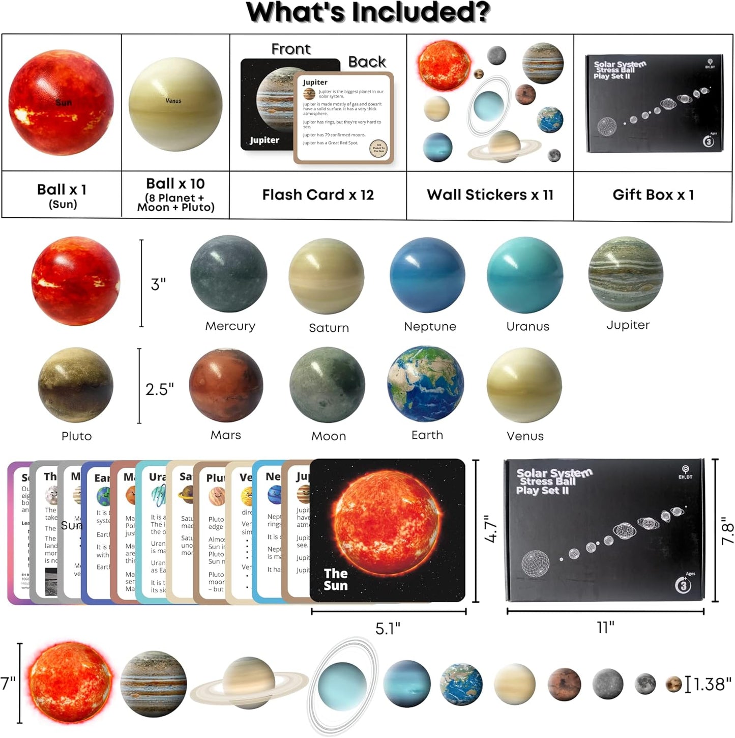 Planets for Kids Solar System Toys 3-5, Solar System for Kids, Space Toys for Kid 5-7, Science Toy Model, Space Balls, Astronaut Toy
