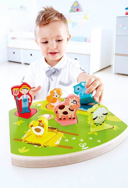 Hape Odyssey Toys Farmyard Sound Puzzle (10 Pieces), Multicolor, 5'' x 2''
