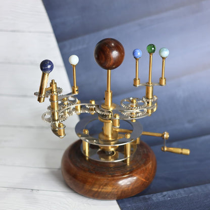 Solar System Model | Educational & Decorative Astronomy Orrery | Premium Brass Mechanical Planetarium (8" Earth & Moon)