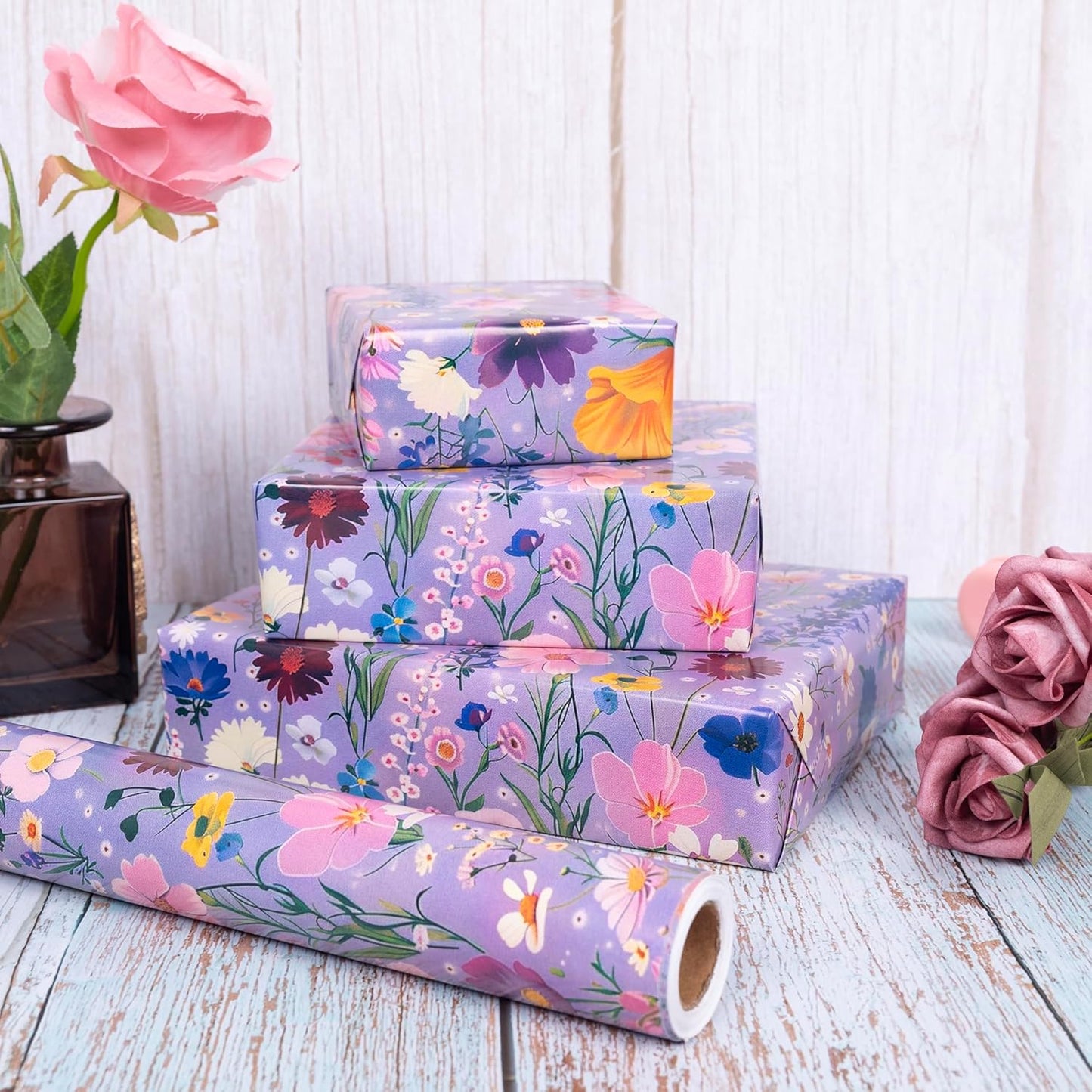 Dtiafu Reversible Building Blocks Wrapping paper Roll for Kids Boys Girls - Boys Birthday Bricks Design Gift Wrap Sheets for Baby Shower Party Craft Supplies(Total 28.5sq.ft)
