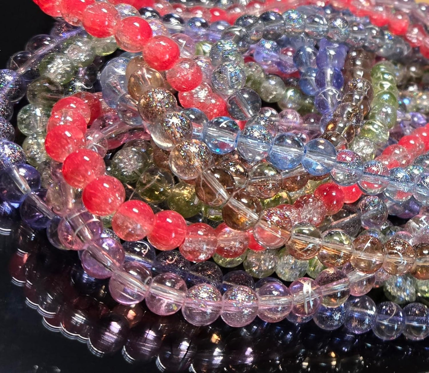 8mm Glass Beads Round Bulk for Bracelet, Glow in Dark Beads, DIY Jewelry Windchime Suncatcher Party Supplies, 300 pcs