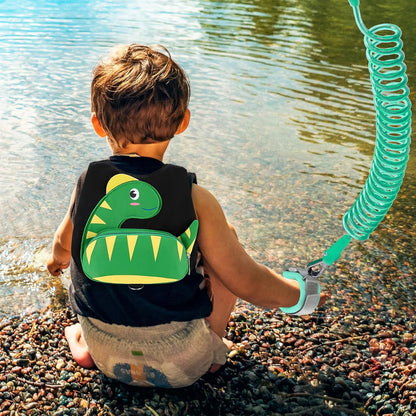 3 in 1 Toddler Harness Leash + Baby Anti Lost Wrist Link, Accmor Cute Dinosaur Child Safety Harness Tether, Kids Walking Wristband Assistant Strap Belt for Parent Boys Outdoor Activity (Black)