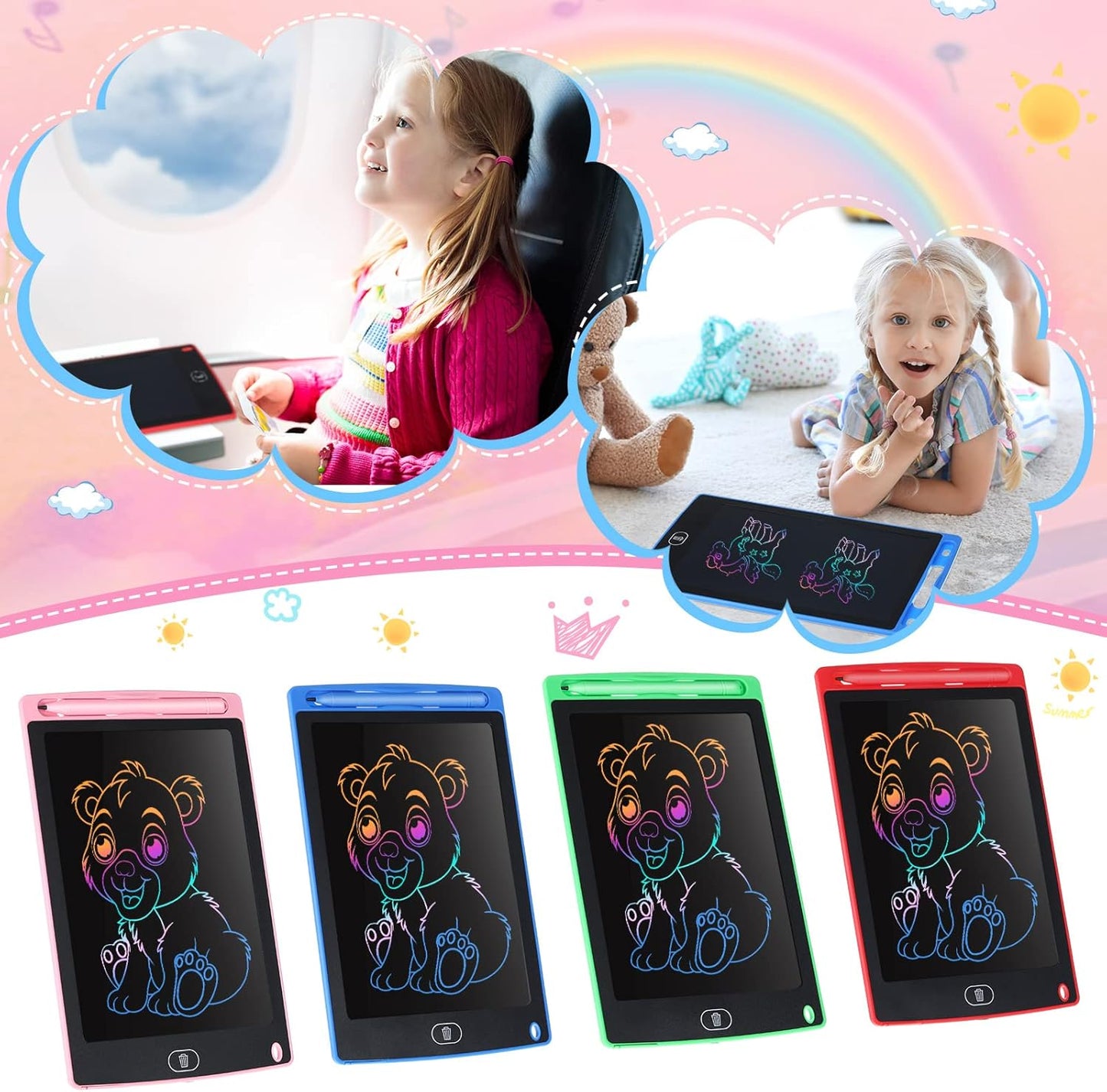 Tinlade 12 Pack LCD Writing Tablets for Kids Party Favors Games, 8.5 Inch Educational Learning Bulk Toys Gifts Erasable Doodle Boards Portable Electronic Drawing Pads for Toddlers 4-8 School Birthday