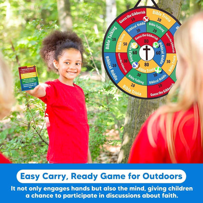 Garybank Faith Darts Bible Trivia Games for Kids Adult Family, 66 Flash Cards W/ 260+ Questions, Christian Bible Study Supplies for Youth Group, Teens, Disciples, Church, Kids Birthday Gifts
