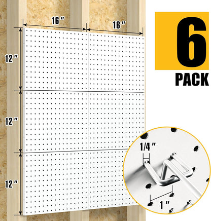 Spampur Peg Board, 4 Pack Metal Pegboard Panels with 50 Hooks, Black Pegboards Wall Organizer, Heavy Duty Peg Board for Walls Home, Garage Tool Storage, Office Organization, Craft Room, Kitchen