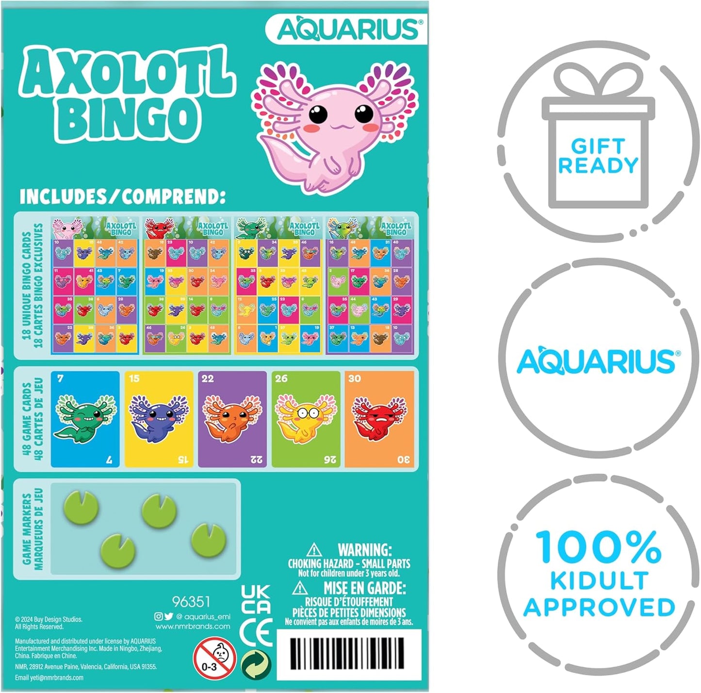 Aquarius Axolotl Family Bingo - Fun Family Party Game for Kids, Teens & Adults - Entertaining Game Night Gift - Officially Licensed for Fun Merchandise
