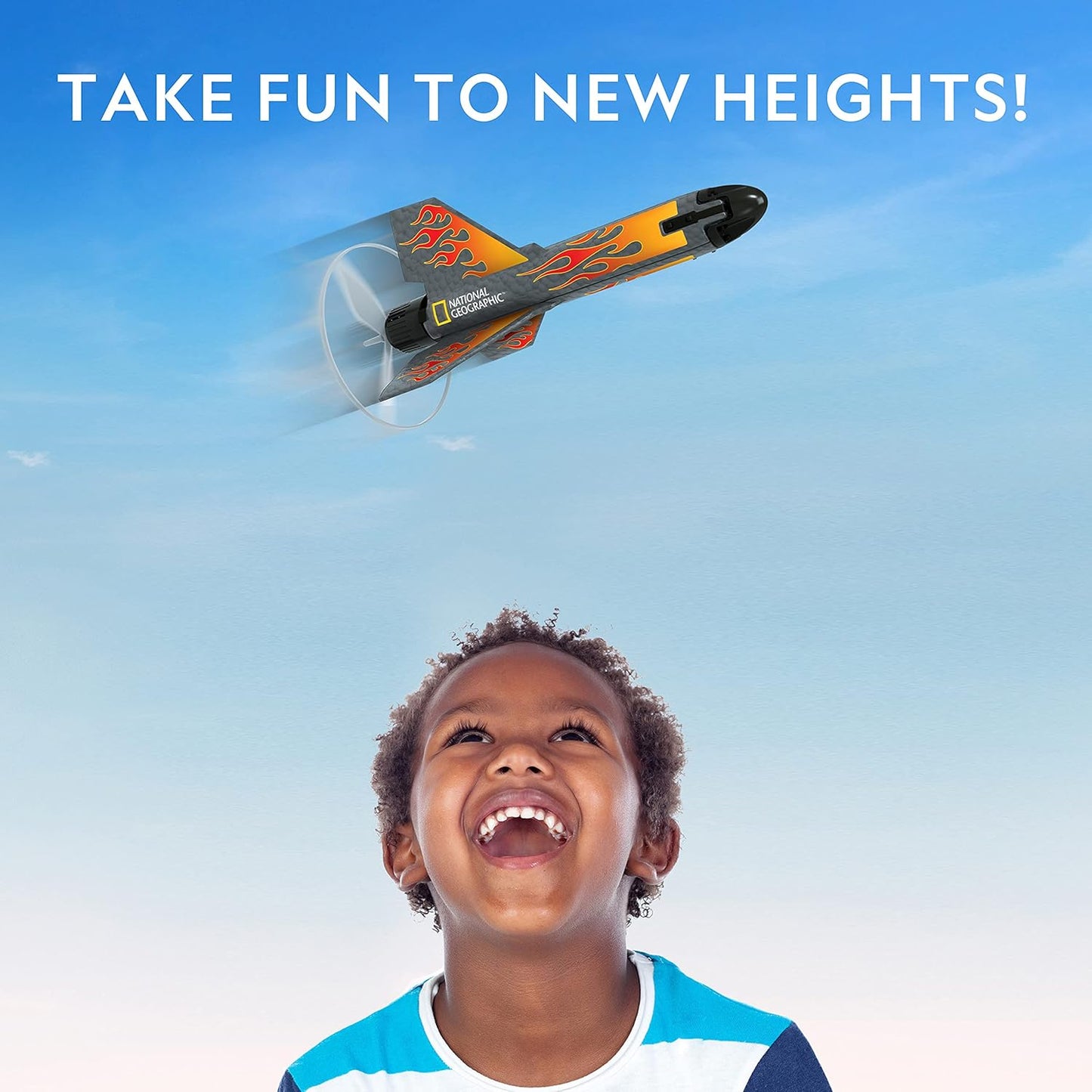 National Geographic Air Rocket Toy – Ultimate LED Rocket Launcher for Kids, Jump and Launch the Light Up, Air Powered, Foam Tipped Rockets up to 100 Feet