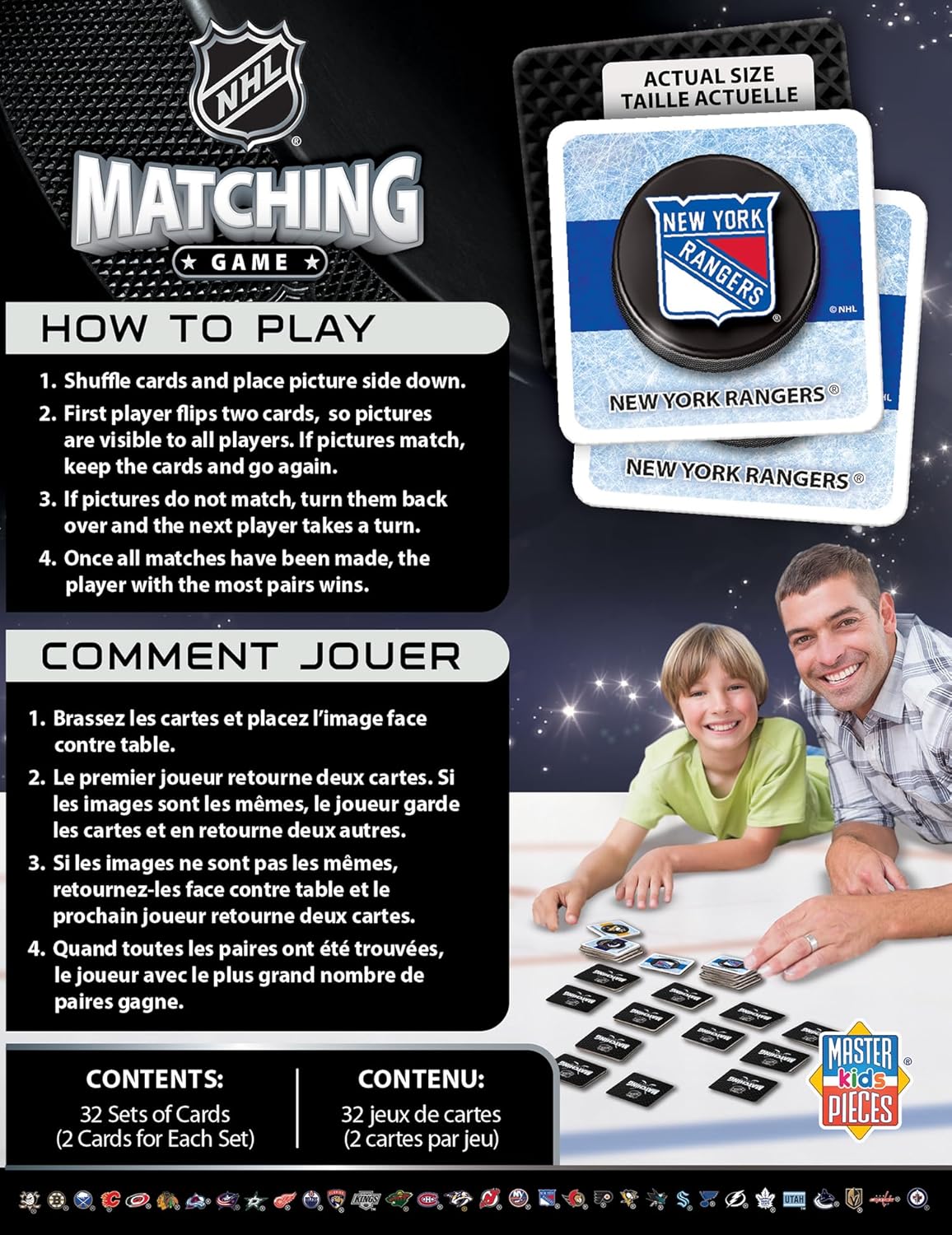 MasterPieces NHL Chicago Blackhawks Matching Game, For Ages 3+ - Fun Family Entertainment for Kids and Adults - Educational, Engaging, and Perfect for Game Night, Interactive Classroom Activities
