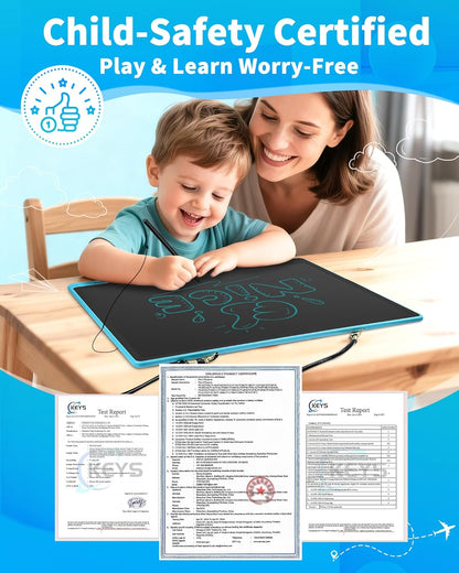 Magnetic LCD Writing Tablet for Fridge, 13 Inch Writing Tablet for Kids, Toddler Drawing Pad, Learning Toys for Boys Girls Ages 3.4.5.6.7.8, Writing Board for to-Do Lists and Family Messages (Blue)