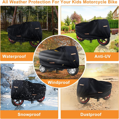 Kids Ride On Car Cover 2PCS,Large Power Wheels Cover Waterproof,Heavy Duty 420D Universal Toy Car Cover for Power Wheels Jeep & Toddler Electric Vehicles,All Season Protection,with 3 Reflective Strips