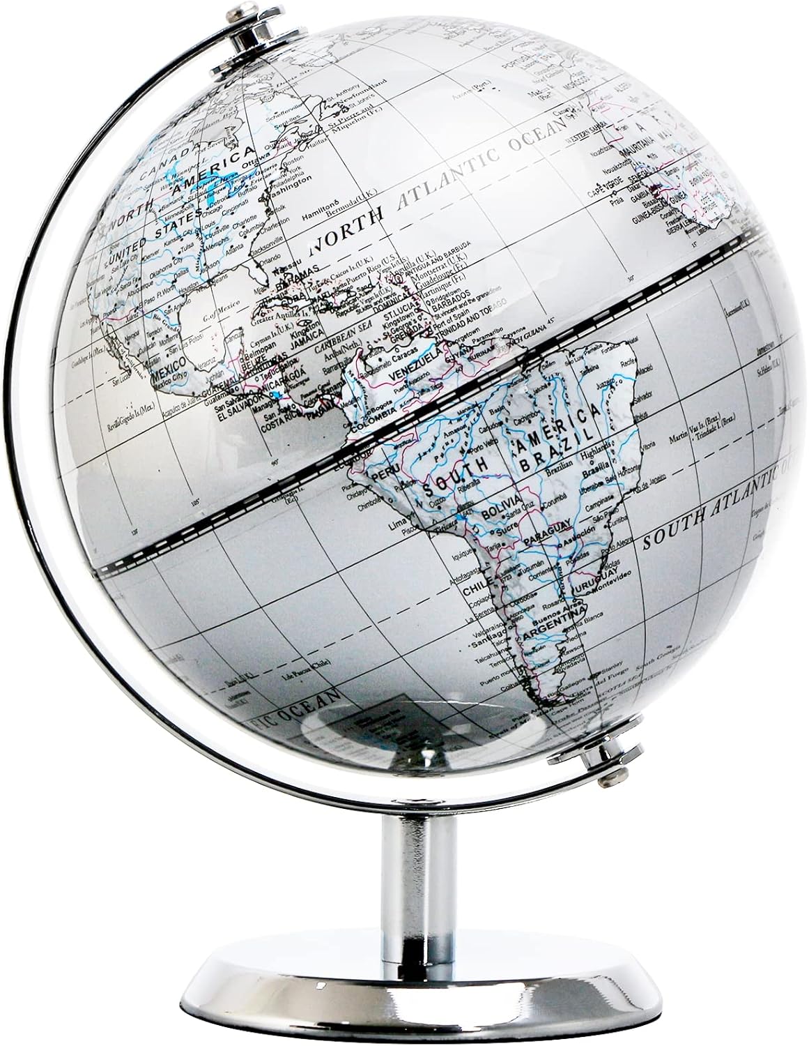 Political Globe Dia 5.5-inch / 14cm- Educational/Geographic - Stainless Steel Arc and Base - School, Home, and Office