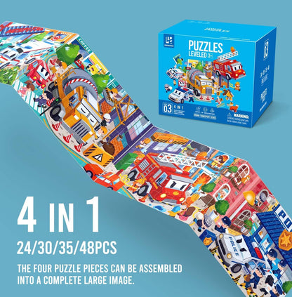 Puzzles for Kids Ages 3-8 Year Old,35pcs Jigsaw Puzzles for Toddlers & Children Ages 4-6，Educational Floor Puzzles with Storage Box for Gifts（Fire Engine）