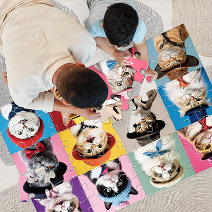 Jumbo Floor Puzzle for Kids,48 Piece Cat Jigsaw Puzzles,Pet Learning Educational Toys for Toddlers Ages 3-5,Children Easter Gift for Boy Girl Ages 4-8