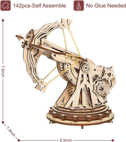 Rowood 3D Wooden Puzzles Catapult Kit for Adults, DIY Catapult Mechanical Wooden Model Kits Toys to Build for Adult, Cool Birthday Gift Choice