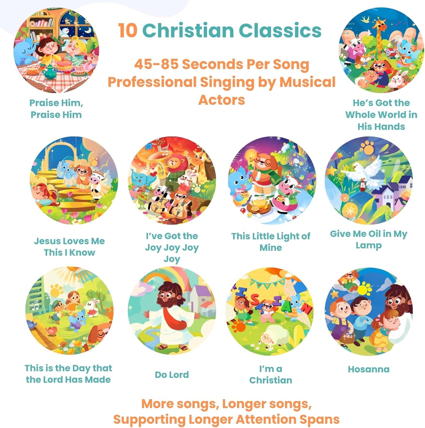 GO GO Bible Story Songs: 10 Toddler Songs, Christian Toys for Toddlers 3-5, Sound Books for Toddlers 1-3