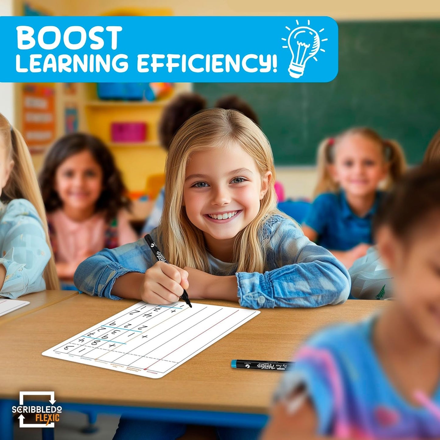 SCRIBBLEDO Division & Place Value Math Practice 9”x12” Small White Board Dry Erase Sheets Math Manipulatives 3rd Grade Long Division Math Supplies Teacher Students Classroom Pack of 10 Sheets