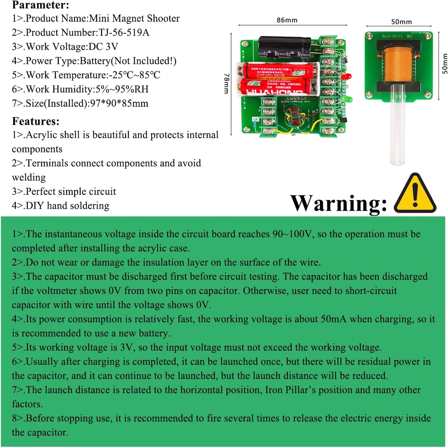 Soldering Practice Kit Projects DIY Toys Electric Magnetic Transmitter Educational Electronics Kit Mini DIY Shooting Game Fun Soldering Project