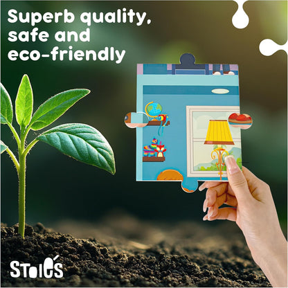 Stoie's Giant Floor Puzzle for Kids Ages 1-3 - My House Theme with 7 Different Rooms - Aids in Developing Fine Motor Skills and Critical Thinking - Made with Durable, Ecological Materials